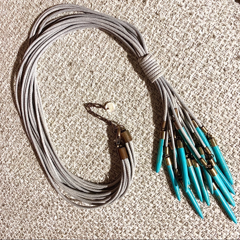 Italian Turquoise & gun metal long necklace